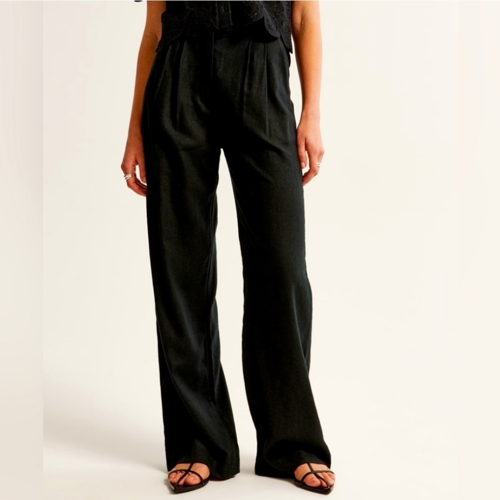 Abercrombie & Fitch Black Wide-Leg Trousers